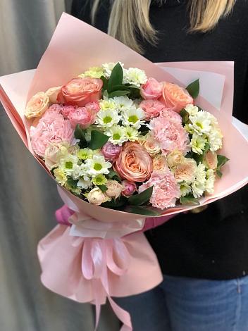 Букет цветов из: Гвоздики, Розы и Хризантемы в Култаево