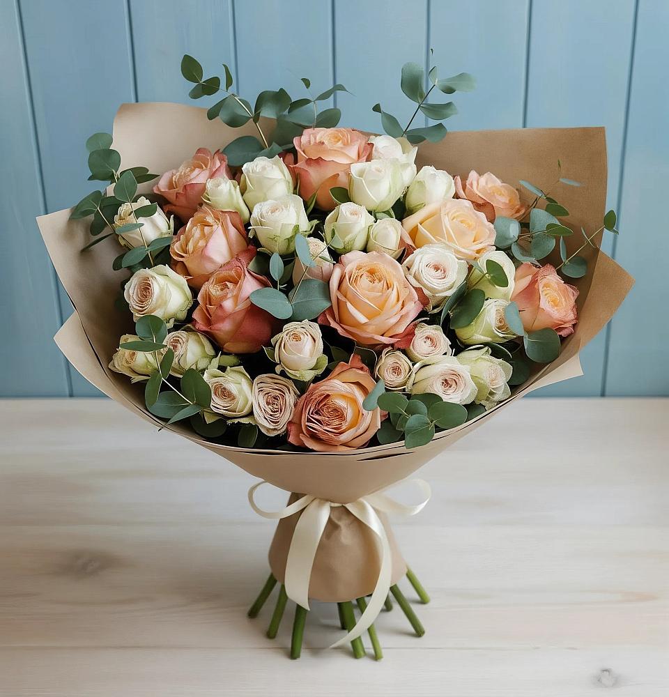 Букет цветов из: Альстромерии и Розы в Култаево