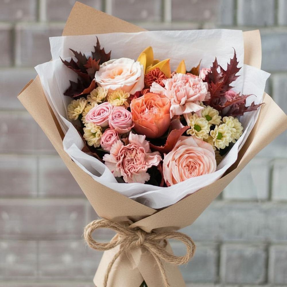 Букет цветов из: Гвоздики, Хризантемы и Розы в Култаево