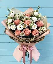 Букет цветов из:  Розы, Альстромерии и Лизиантусы в Култаево