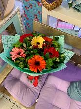 Букет цветов из:  Герберы, Хризантемы и Альстромерии #REPLACE_PRED# Култаево
