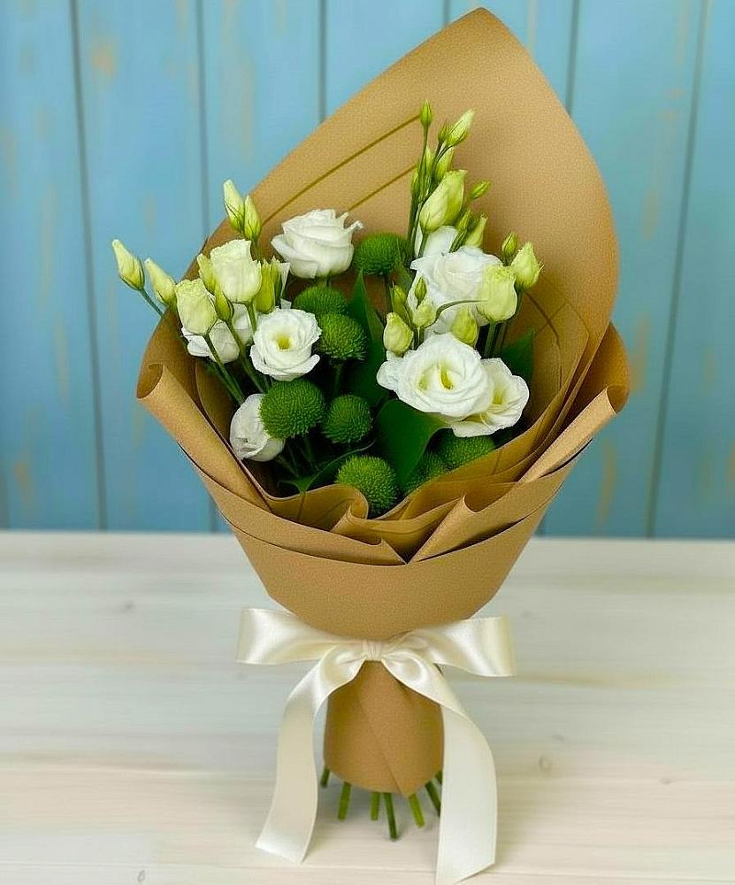 Букет цветов из: Хризантемы и Лизиантусы в Култаево