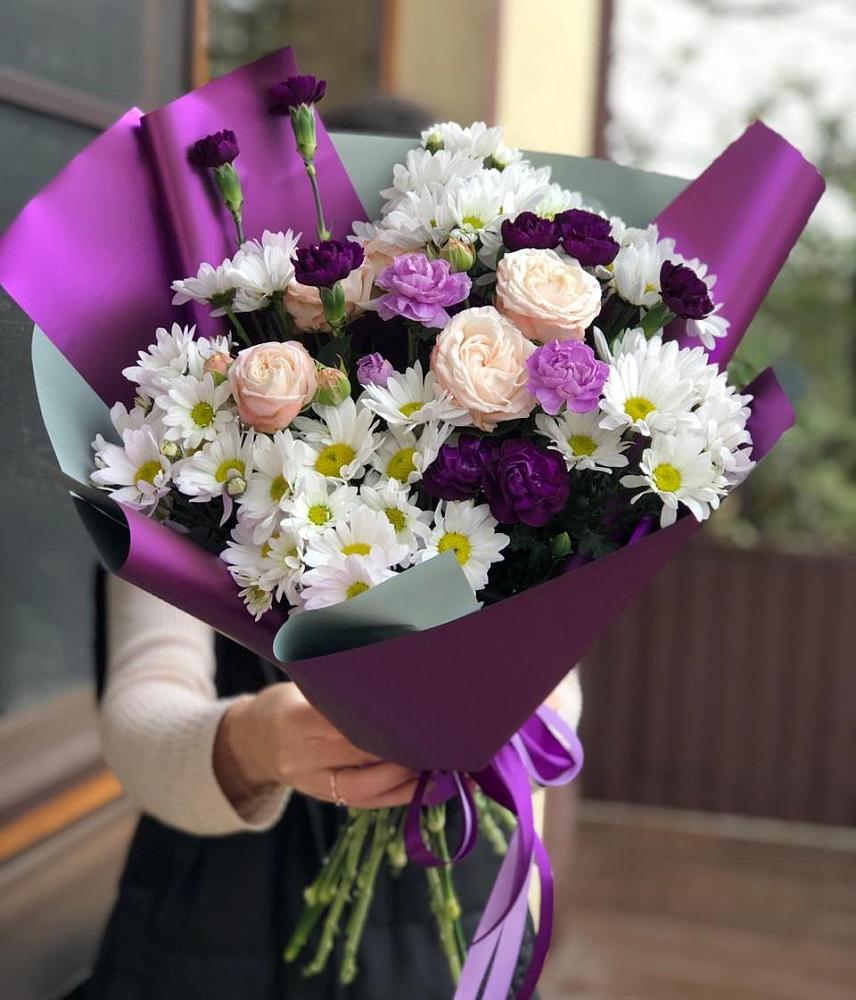 Букет цветов из: Хризантемы, Гвоздики и Розы в Култаево
