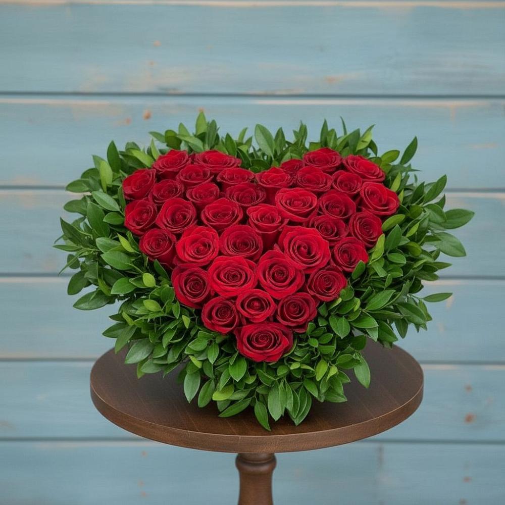 Цветочная композиция из Розы в виде сердца в Култаево