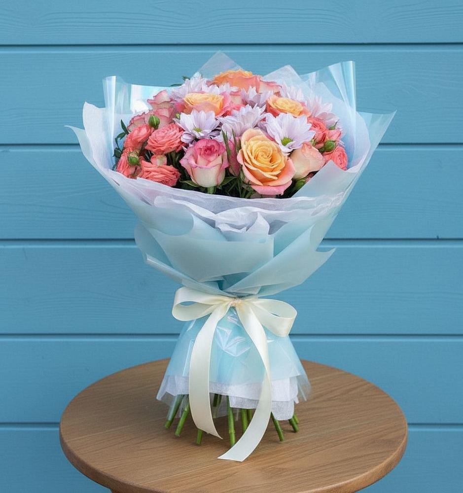 Букет цветов из: Хризантемы и Розы в Култаево