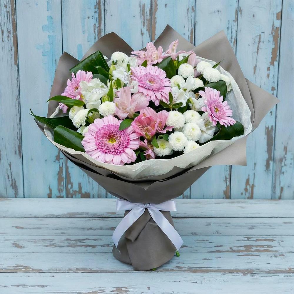 Букет цветов из: Герберы, Альстромерии и Хризантемы в Култаево