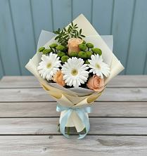 Букет цветов из:  Герберы, Розы и Хризантемы в Култаево