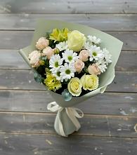 Букет цветов из:  Альстромерии, Розы и Хризантемы в Култаево