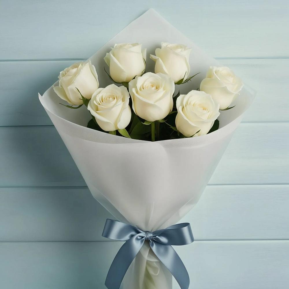 Букет 7 Белых роз Эдлесс Лав в Култаево