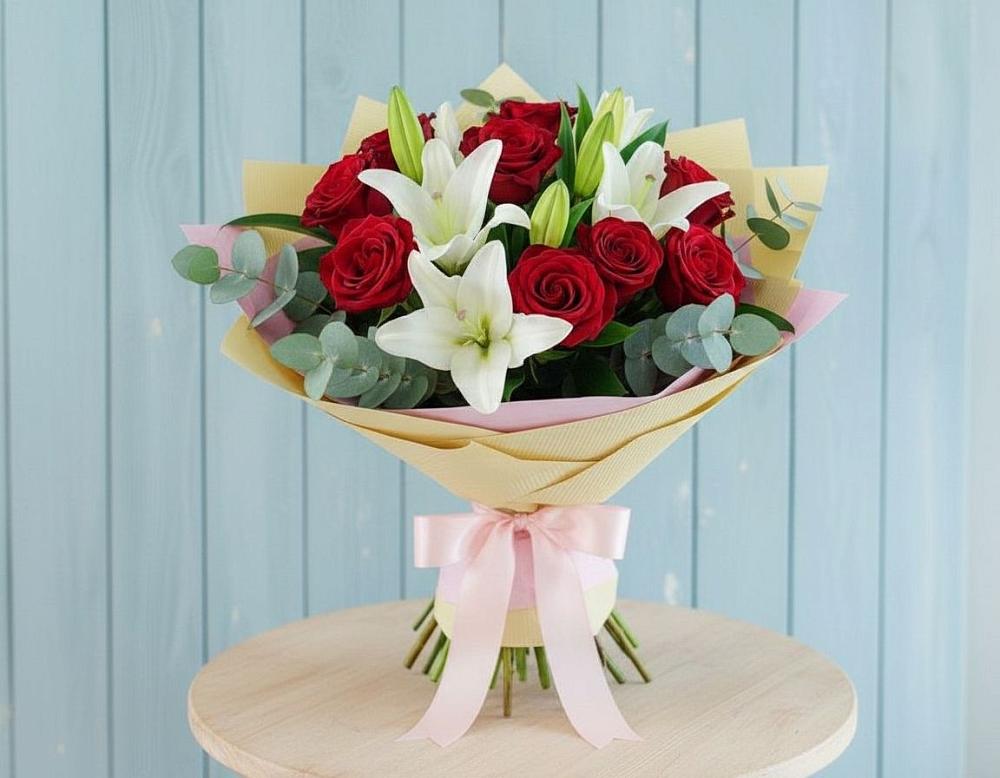 Букет цветов из: Лилии и Розы в Култаево